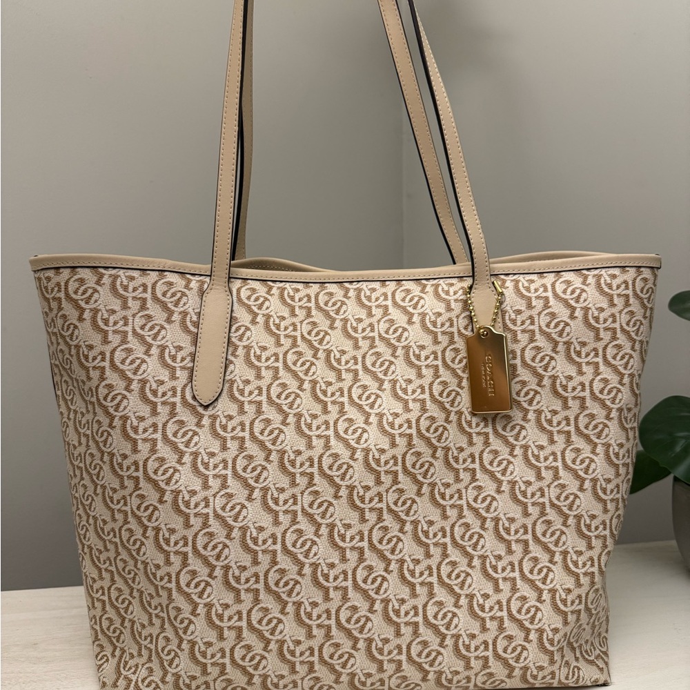 Coach Beige Monogram Tote Bag